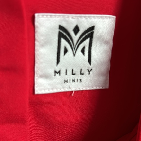 Milly Minis Red Puffy Sleeve V-neck Dress - size 2 - Picture 2 of 3